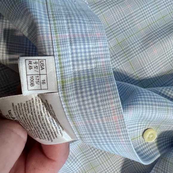 BROOKS BROTHERS NO IRON SUPIMA COTTON DRESS SHIRT SZ 16-35 LNG SLEEVE BLUE PINK - Picture 6 of 6